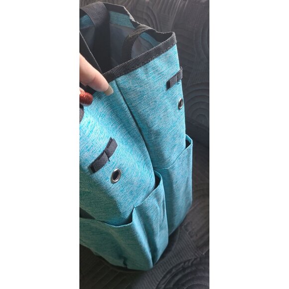 Pavilia Large Aqua Blue Utility Tote Bag With Drawstring Closure & Pockets - Dur - Picture 2 of 10